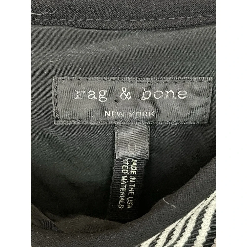 Rag & Bone Black White Mini Skirt Zipper‎ Structured  Casual Hi Low Preppy